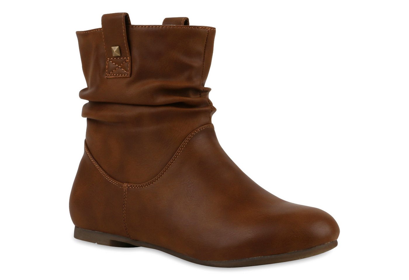 VAN HILL 811678 Schlupfboots Gefütterte Damen Schlupfstiefel Nieten Stiefeletten Leder-Optik