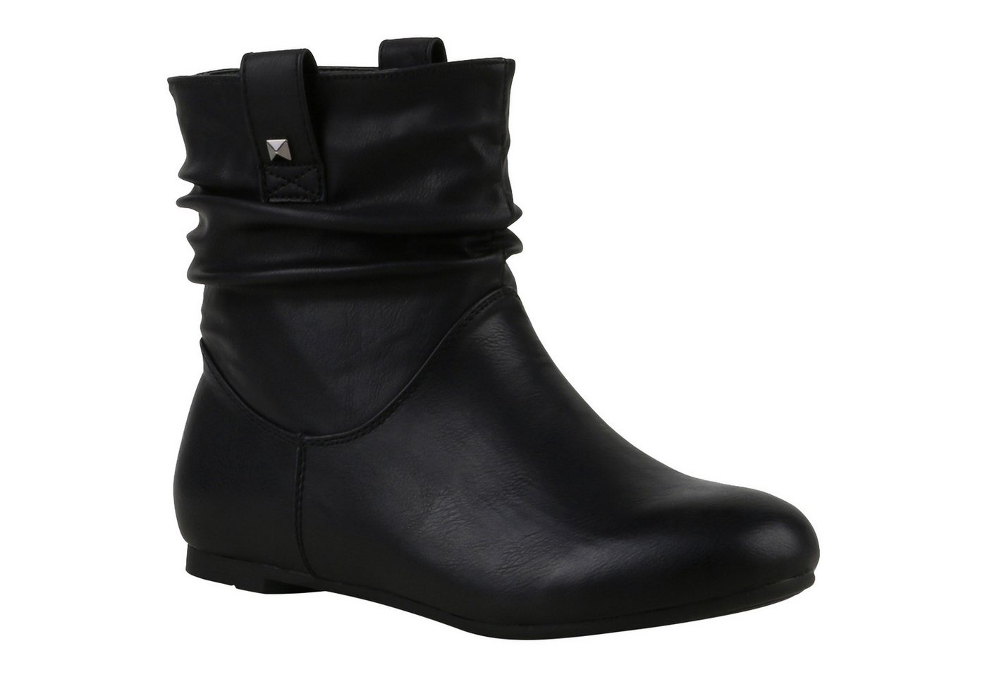 VAN HILL 811678 Schlupfboots Gefütterte Damen Schlupfstiefel Nieten Stiefeletten Leder-Optik