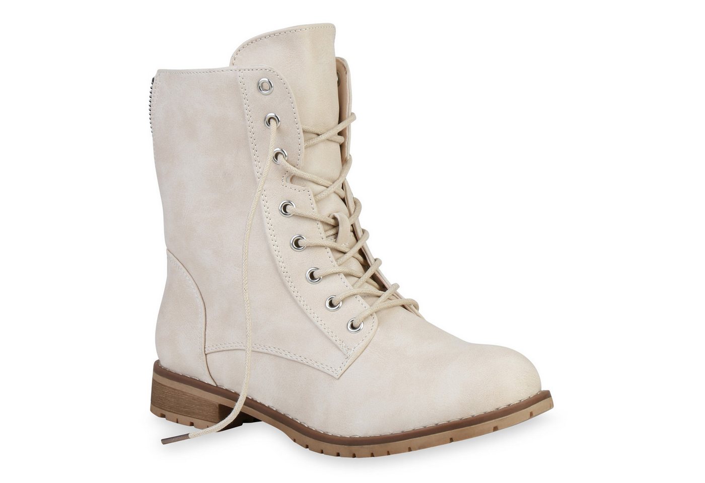 VAN HILL 812022 Schnürstiefelette Damen Schnürstiefeletten Profil Sohle Stiefeletten Leder-Optik