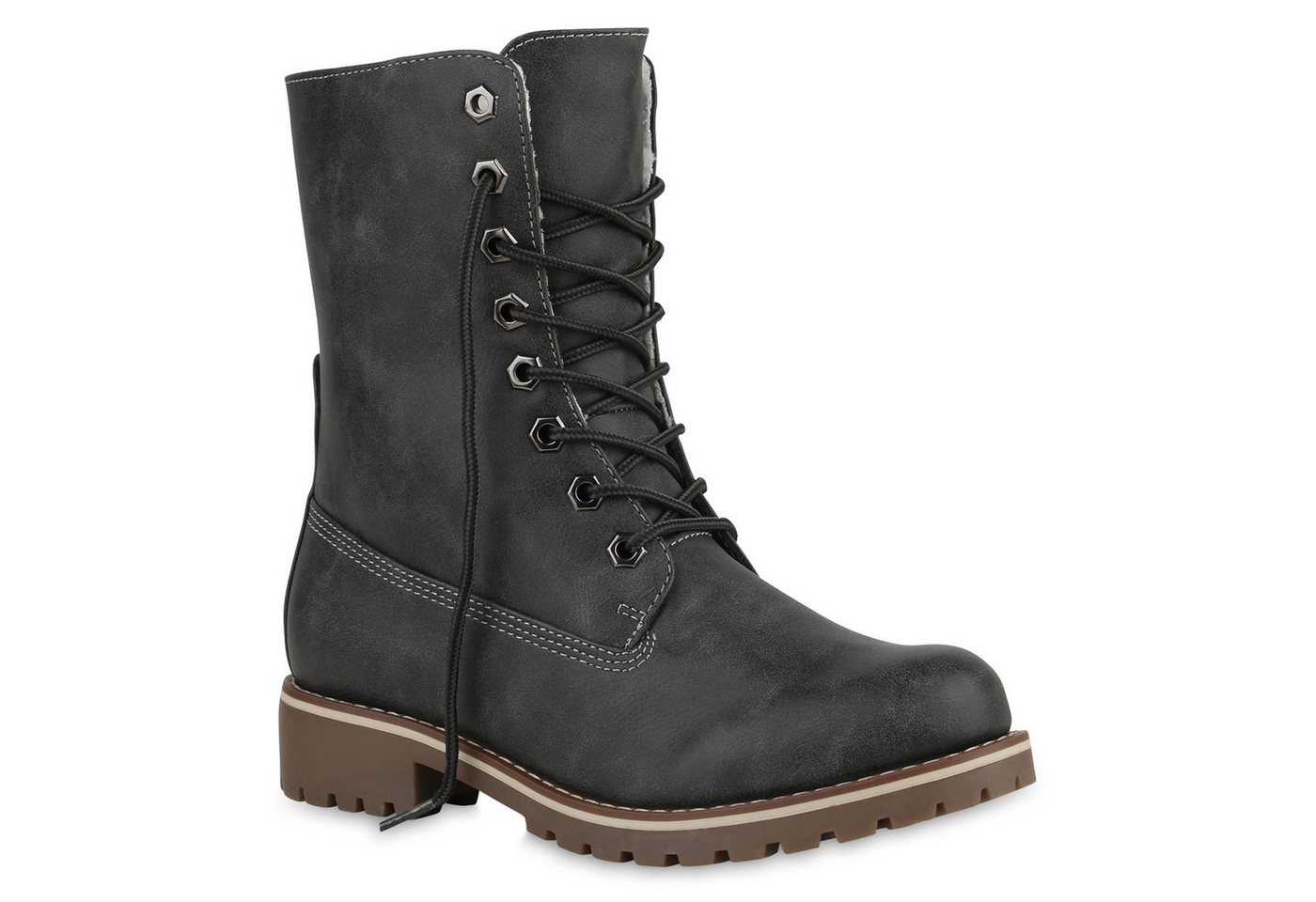 VAN HILL 813135 Schnürstiefelette Schnürstiefeletten Damen Warm Gefütterte Stiefeletten Stiefel