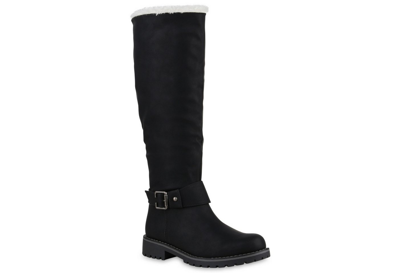 VAN HILL 813736 Stiefel Warm Gefütterte Damen Stiefel Biker Boots Winter Bikerstiefel