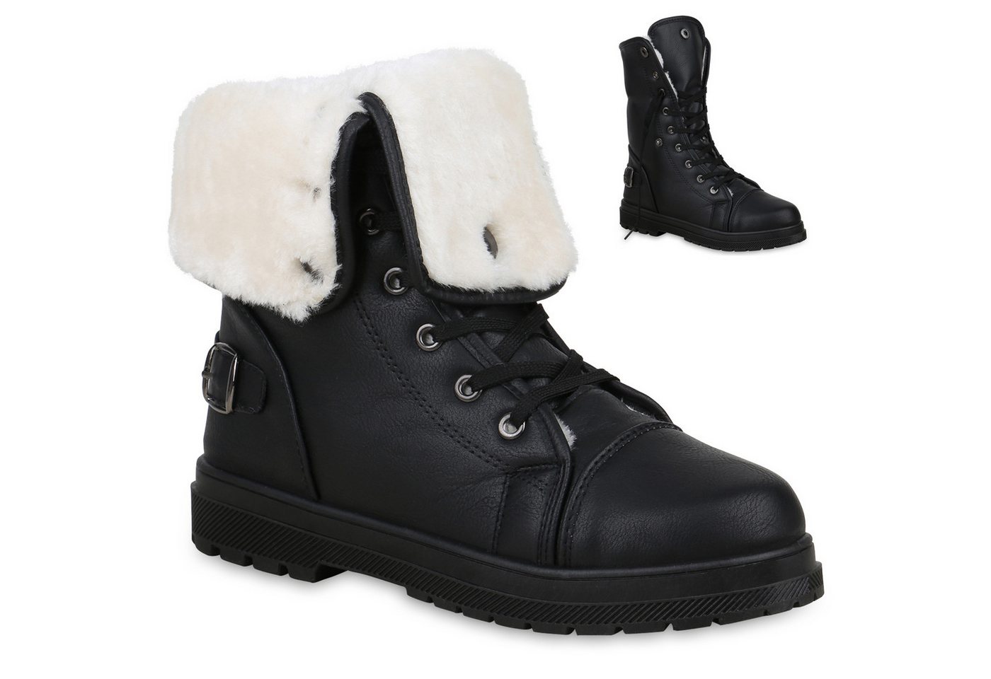 VAN HILL 813745 Stiefelette Warm Gefütterte Damen Stiefeletten Worker Boots Outdoor