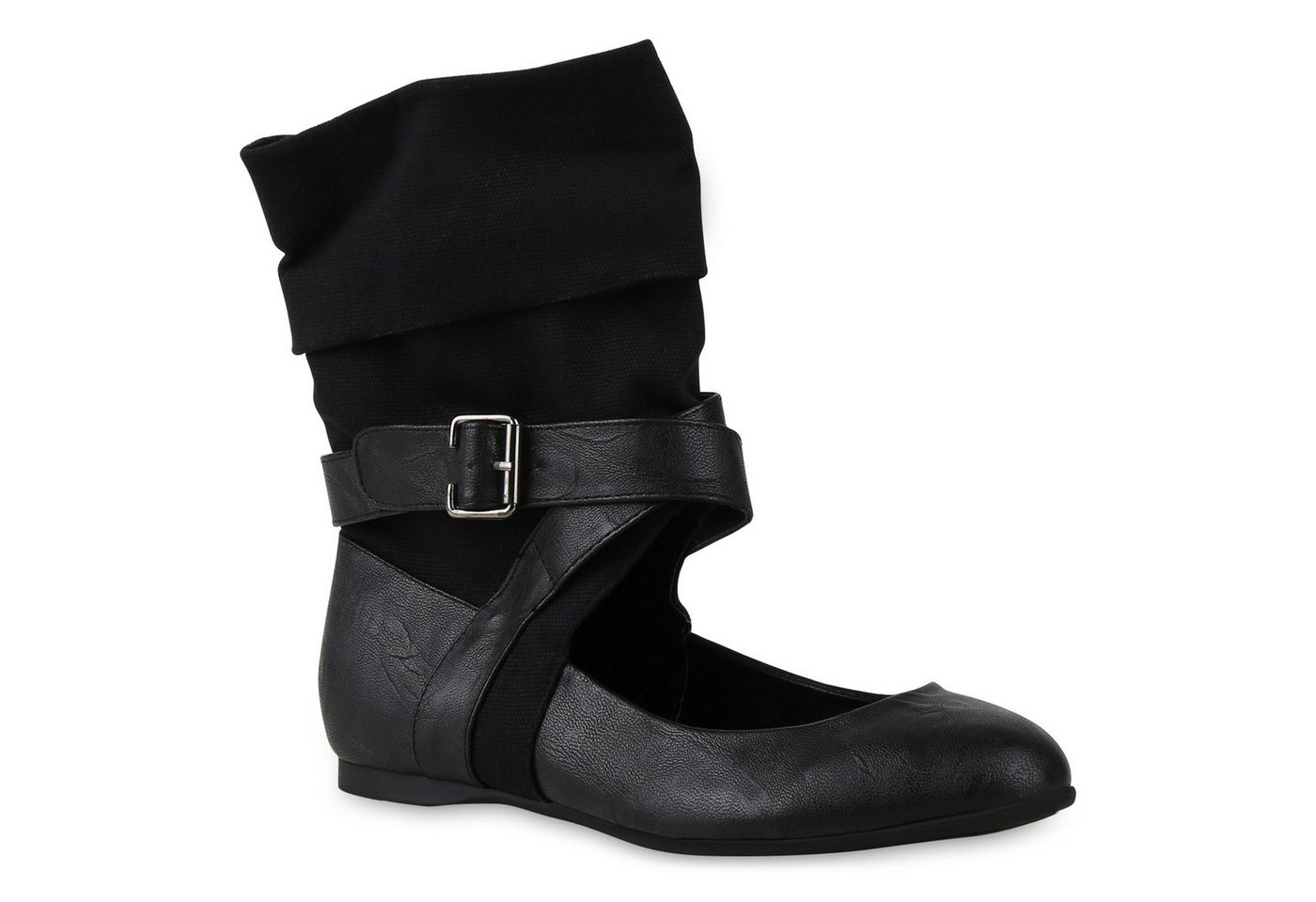 VAN HILL 816489 Schlupfboots Extravagante Damen Stiefeletten Stulpen Cut-outs Sock Boots Flats