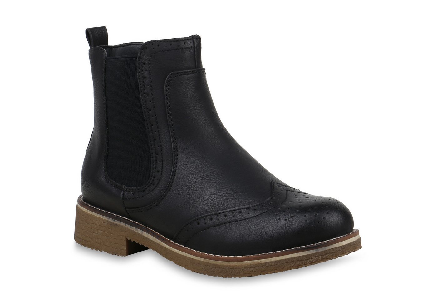 VAN HILL 818251 Chelseaboots Damen Stiefeletten Chelsea Boots Leicht Gefütterte Freizeitschuhe