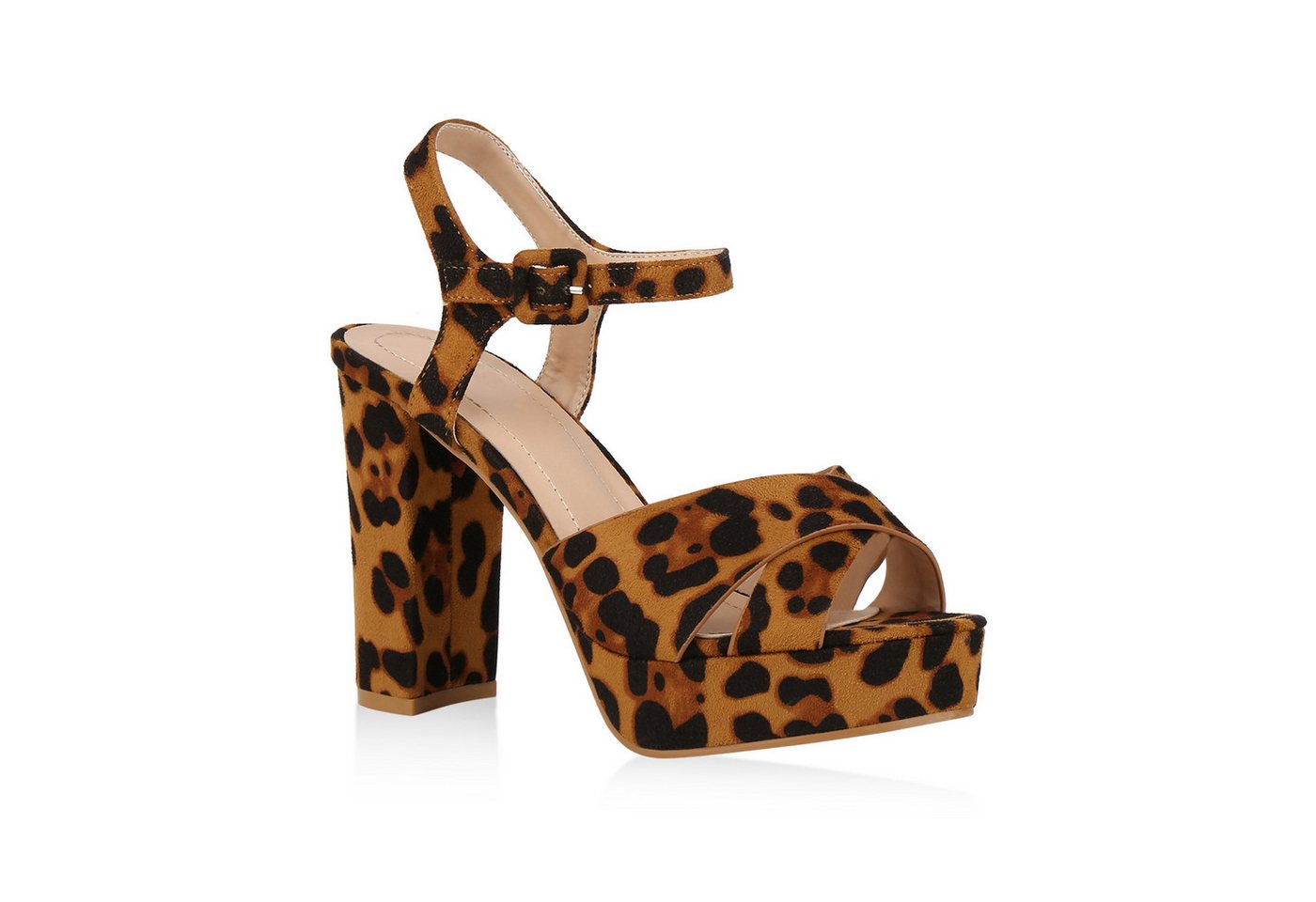 VAN HILL 820880 Plateausandaletten Damen Plateau Sandaletten Wildleder-Optik High Heels Hohe