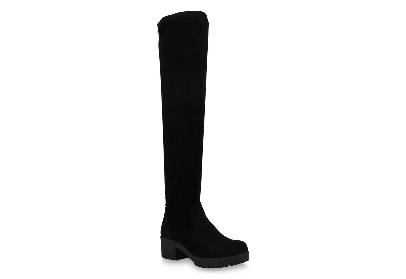 VAN HILL 823456 Overkneestiefel Damen Stiefel Overknees Leicht Gefütterte Boots Plateau Vorne