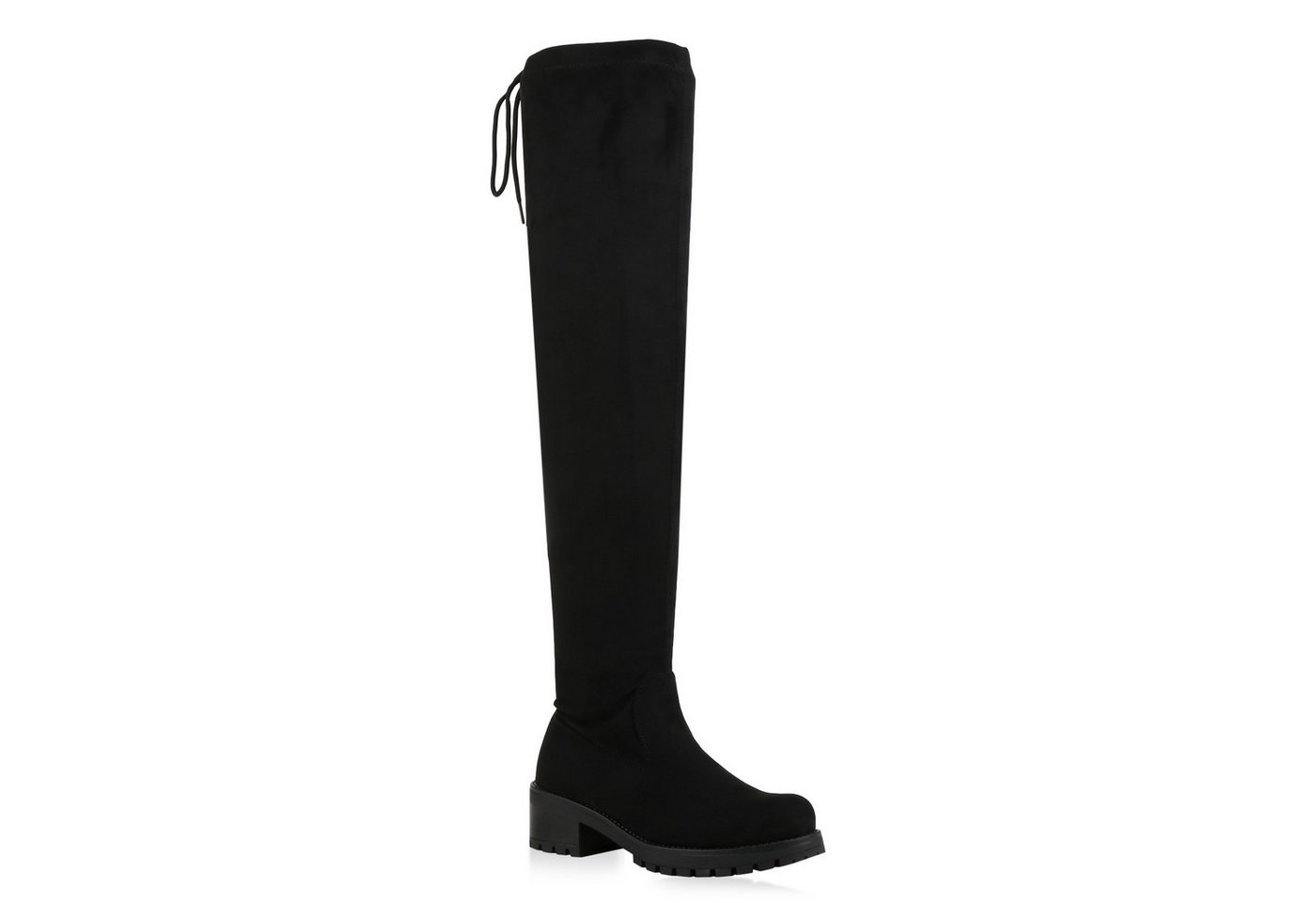 VAN HILL 831540 Overkneestiefel Damen Overknees Leicht Gefütterte Stiefel Veloursleder-Optik Boots