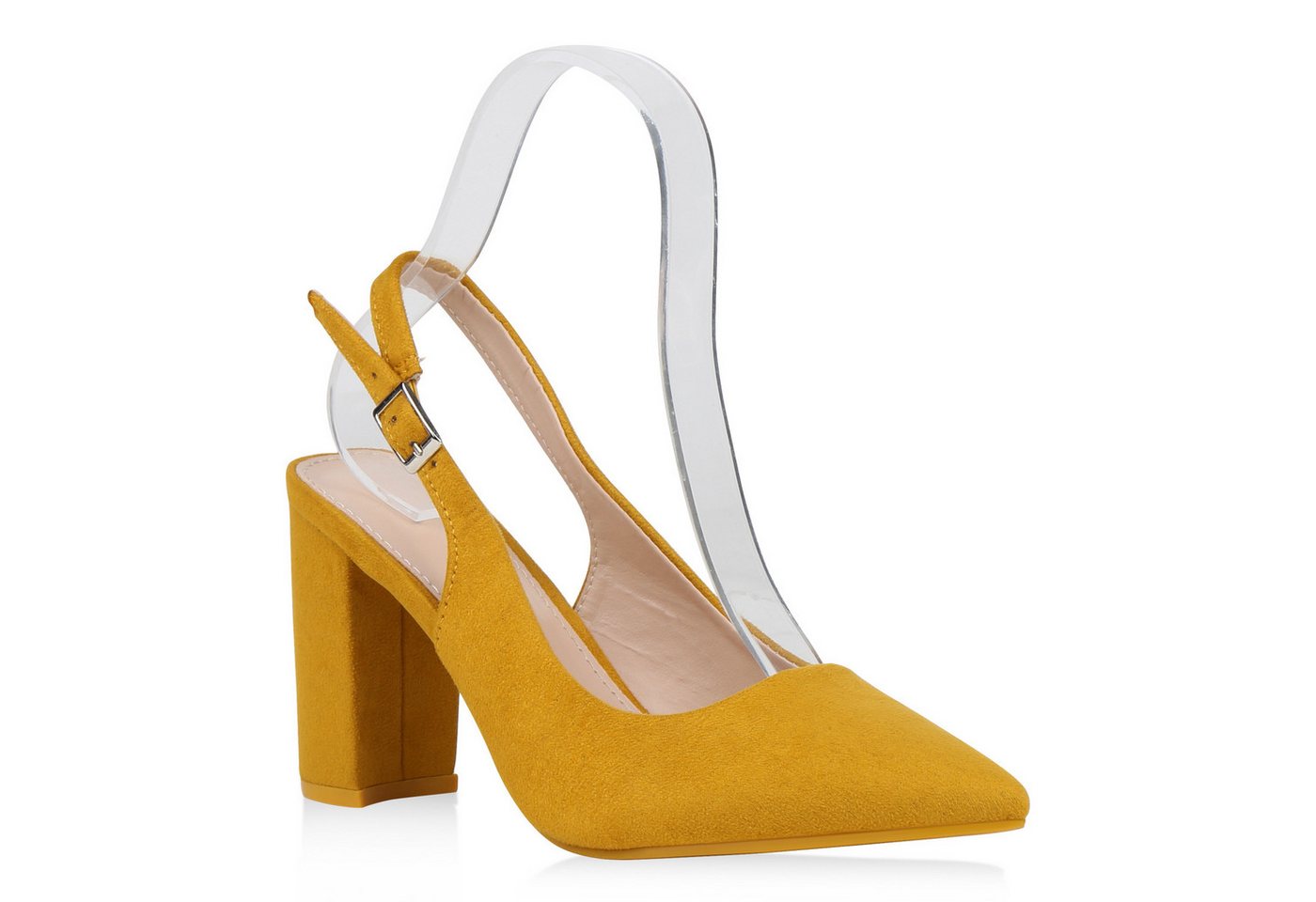 VAN HILL 832663 Slingpumps Damen Pumps Slingpumps Blockabsatz High Heel Slingback Abendschuhe