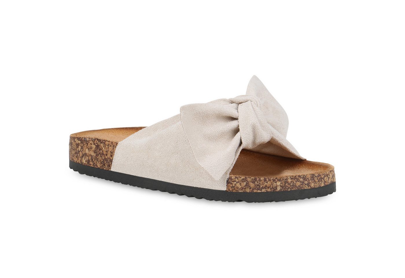 VAN HILL 833538 Pantolette Damen Sandalen Pantoletten Korkoptik Sommer Schlappen Hausschuhe