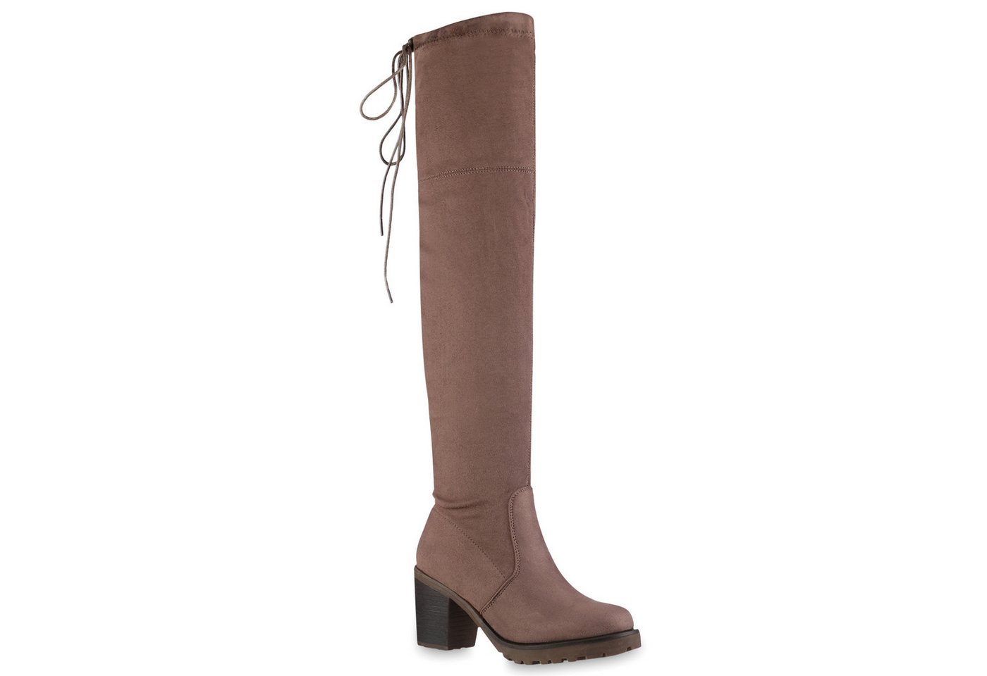 VAN HILL 833657 Overkneestiefel Damen Overknees Leicht Gefütterte Stiefel Wildleder-Optik Boots