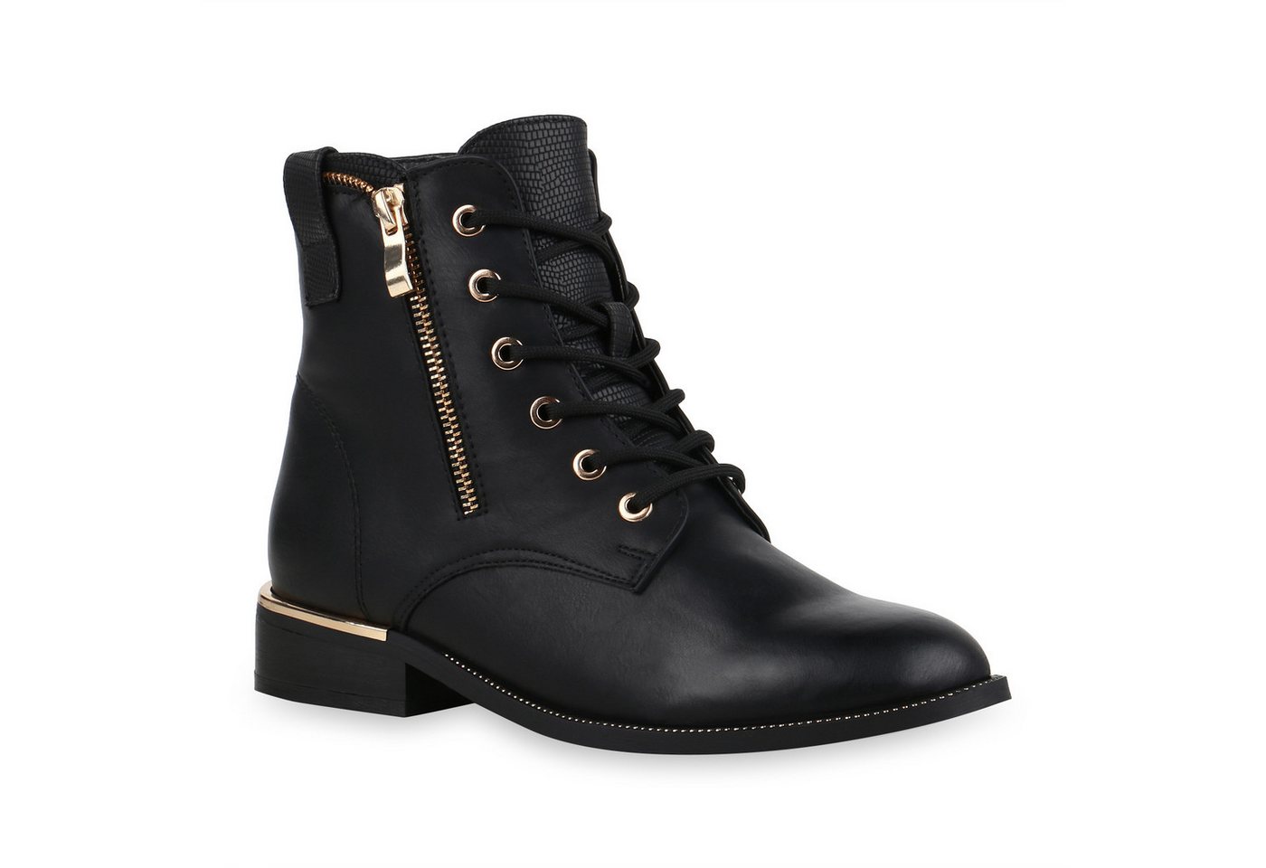 VAN HILL 835606 Schnürstiefelette Damen Stiefeletten Schnürstiefeletten Schnürer Zipper