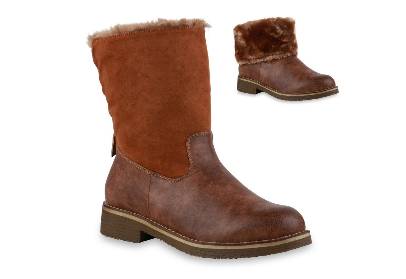 VAN HILL 835820 Winterstiefelette Damen Winter Boots Warm Gefütterte Stiefeletten Zipper Stiefel