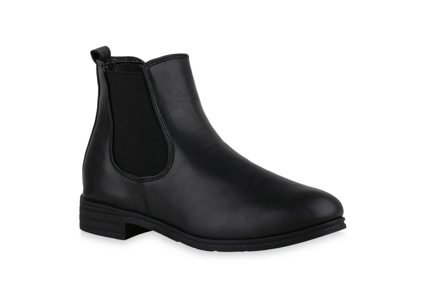 VAN HILL 835924 Chelseaboots Damen Stiefeletten Chelsea Boots Blockabsatz Basic Schlupf-
