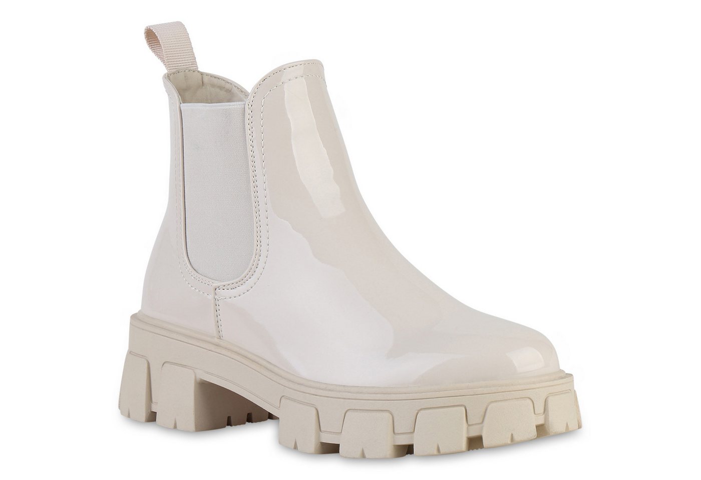 VAN HILL 835950 Plateaustiefelette Damen Stiefeletten Plateau Boots Blockabsatz Profil-Sohle