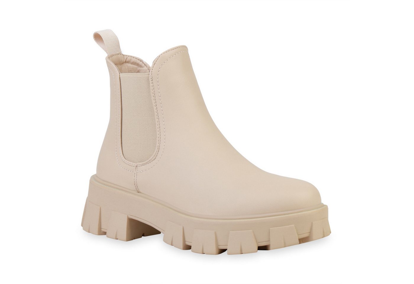 VAN HILL 836326 Plateaustiefelette Damen Stiefeletten Plateau Boots Blockabsatz Profil-Sohle