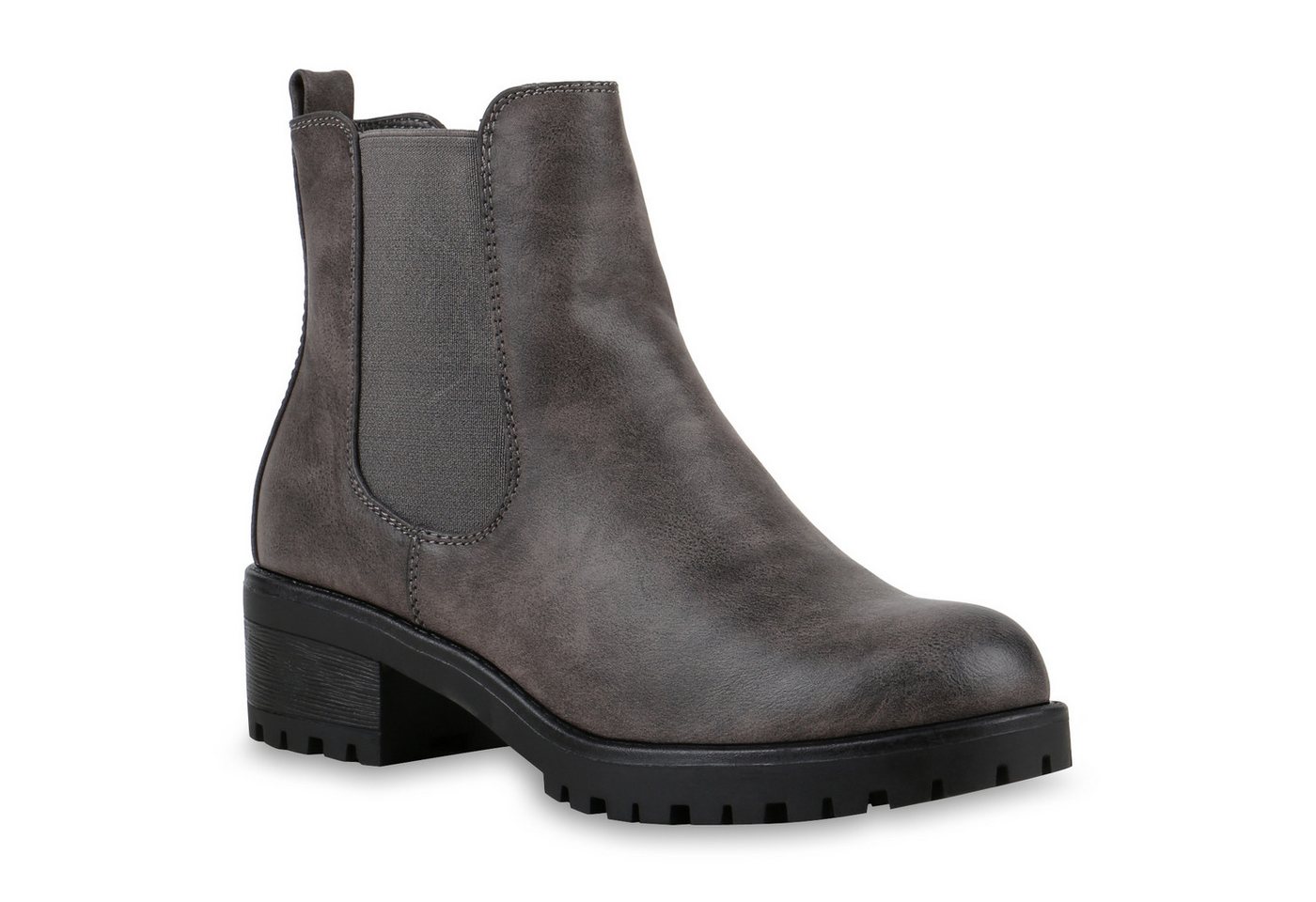 VAN HILL 836401 Chelseaboots Gefütterte Damen Chelsea Boots Plateau Stiefeletten Profilsohle