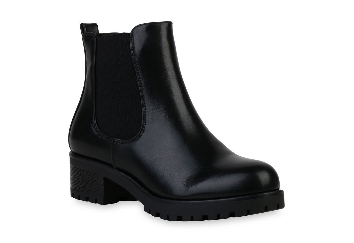 VAN HILL 836401 Chelseaboots Damen Stiefeletten Chelsea Boots Plateau Vorne Profil-Sohle