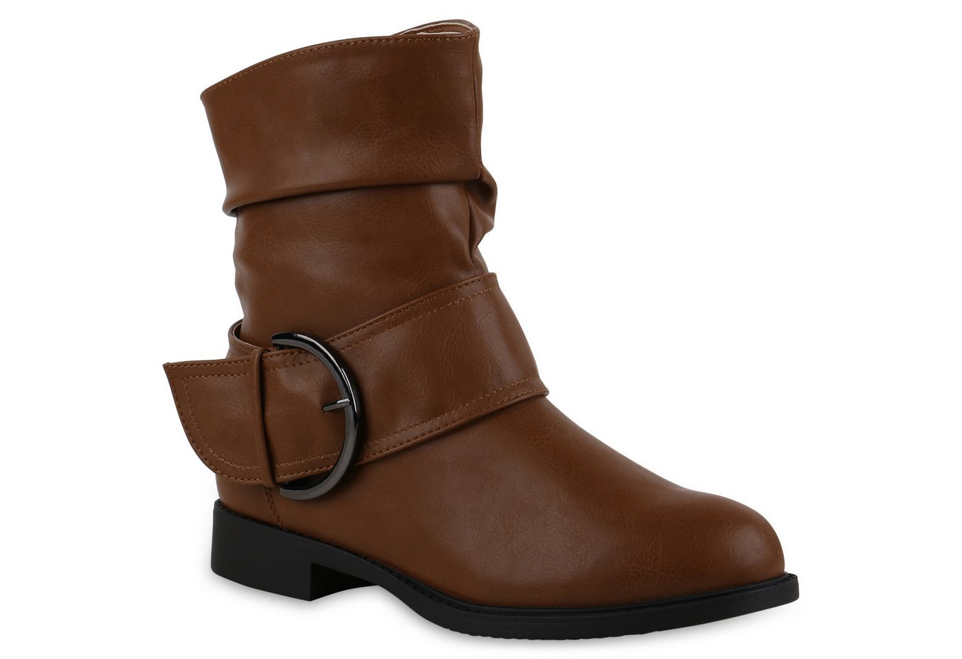 VAN HILL 837602 Schlupfboots Damen Leicht Gefütterte Schlupfstiefeletten Schnallen (braun)