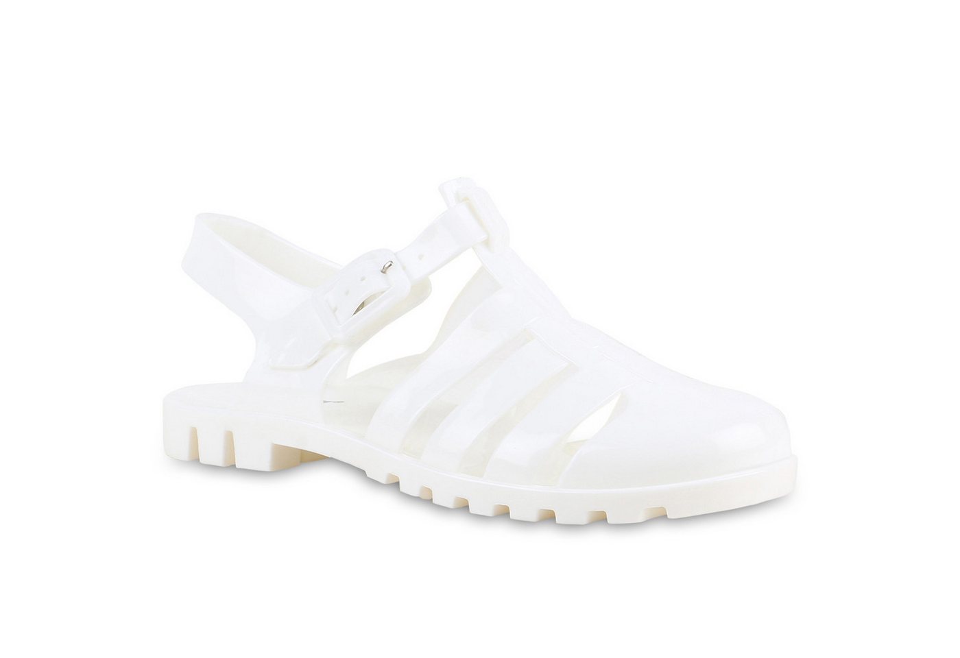 VAN HILL 837646 Pantolette Damen Sandalen Pantoletten Bequeme Lack Cut-Outs Bade-