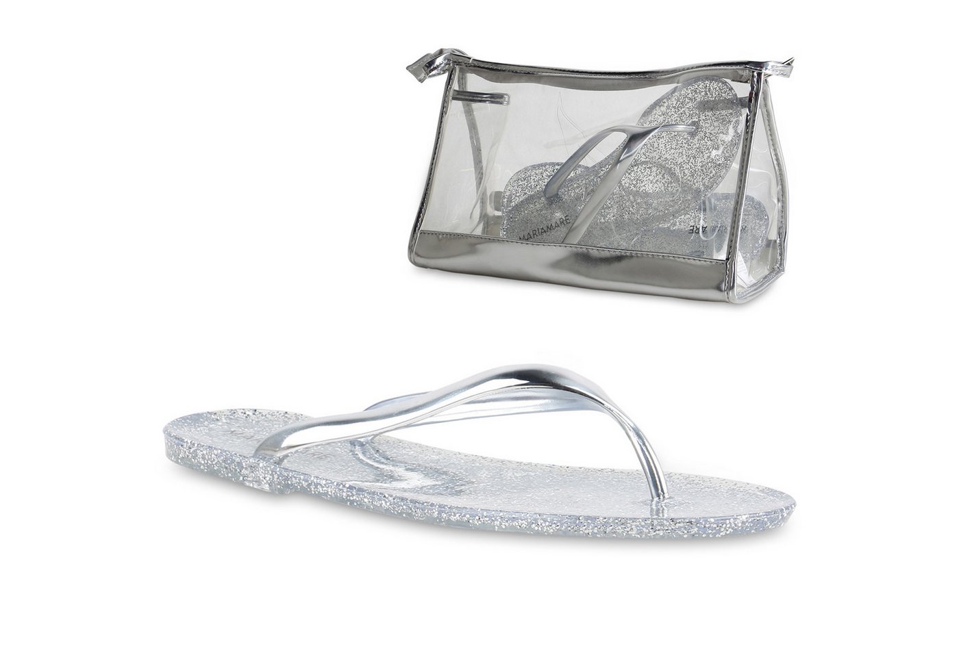 VAN HILL 837647 EP 65545P-3 Damen Sandalen Zehentrenner Damen Sandalen Zehentrenner + Kulturtsche Metallic Glitzer