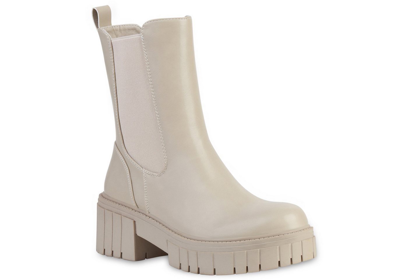 VAN HILL 837673 Plateaustiefelette Damen Stiefeletten Plateau Boots Stiefel Profil-Sohle