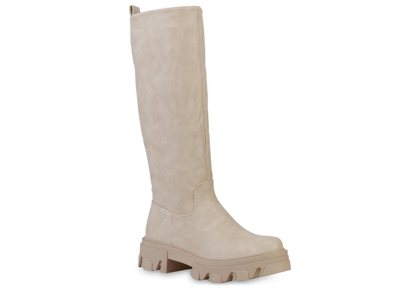 VAN HILL 837680 Plateaustiefel Damen Stiefel Plateaustiefel Blockabsatz Profil-Sohle