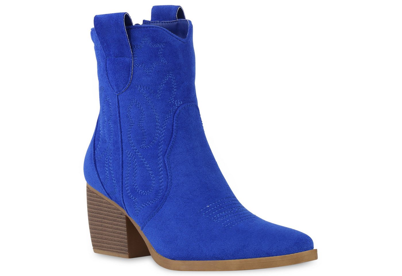 VAN HILL 837779 Cowboy Boots Damen Stiefeletten Cowboy Boots Trichterabsatz Stickereien