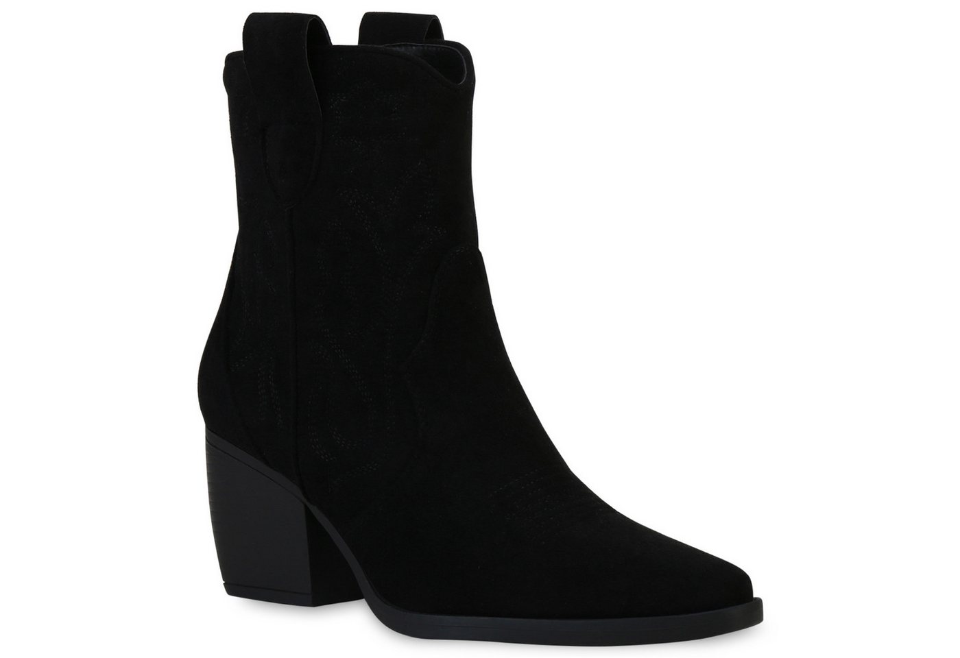 VAN HILL 837779 Cowboy Boots Damen Stiefeletten Cowboy Boots Trichterabsatz Stickereien