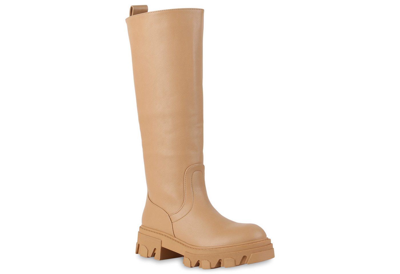 VAN HILL 837802 Plateaustiefel Damen Leicht Gefütterte Plateaustiefel Stiefel Profil-Sohle