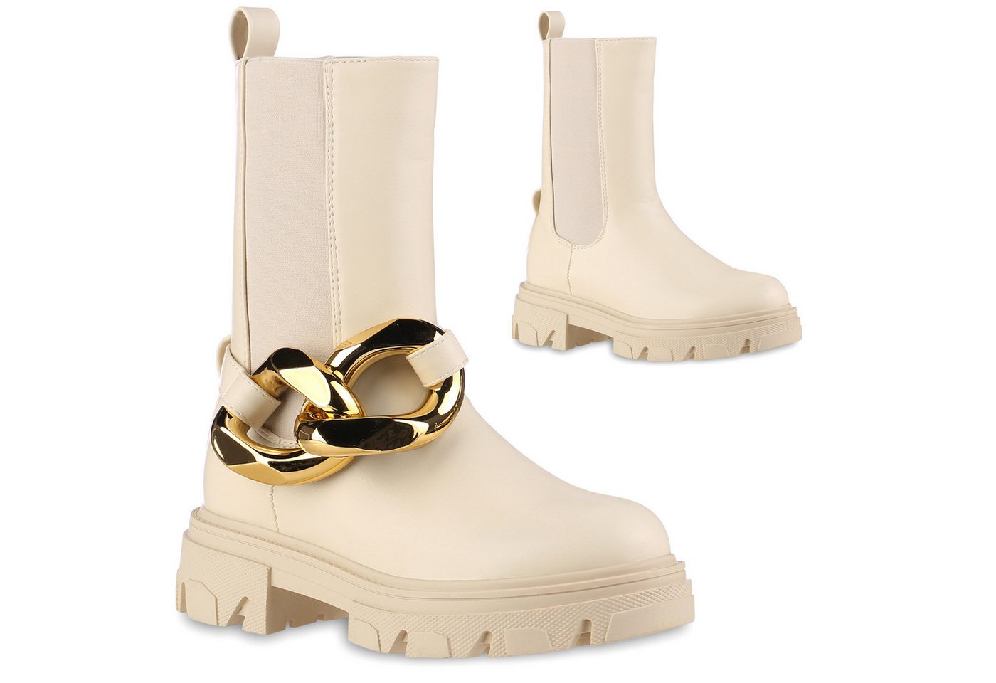 VAN HILL 837817 Schlupfstiefel Damen Leicht Gefütterte Schlupfstiefel Stiefel Profil-Sohle