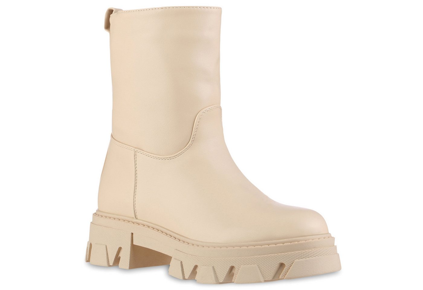 VAN HILL 837849 Plateaustiefelette Damen Plateau Boots Stiefeletten Blockabsatz Profil-Sohle