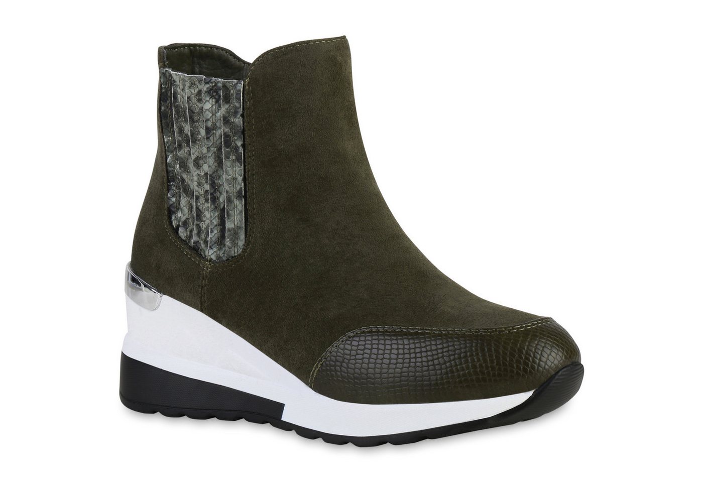 VAN HILL 837926 Wedgesneaker Damen Sneaker Wedges Prints Plateau Vorne Profil-Sohle