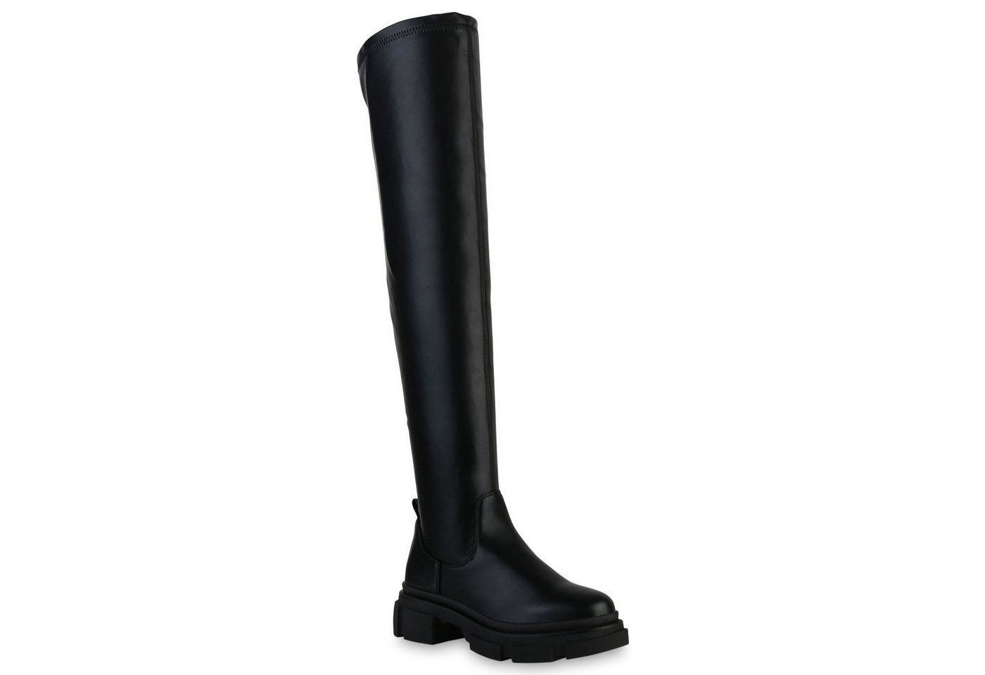 VAN HILL 837935 Overkneestiefel Damen Leicht Gefütterte Overknees Stiefel Profil-Sohle