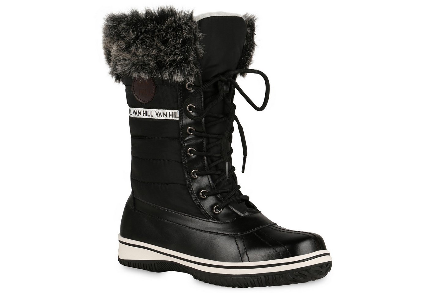 VAN HILL 838030 Winterstiefel Warm Gefütterte Damen Stiefeletten Winterboots Stiefel