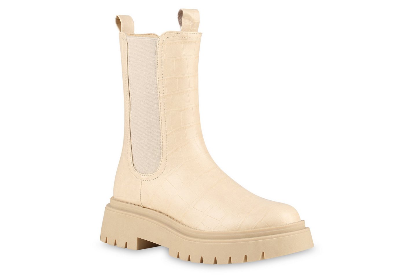 VAN HILL 838058 Plateaustiefel Damen Leicht Gefütterte Plateaustiefel Stiefel Profil-Sohle