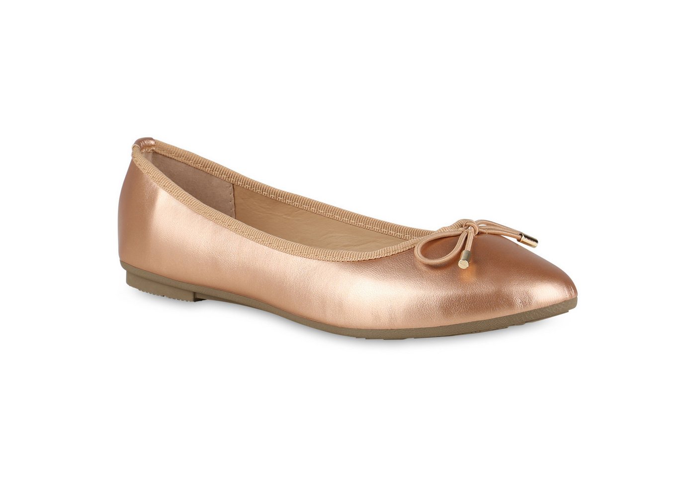 VAN HILL 838467 Ballerina Damen Klassische Ballerinas Schleifen Slippers Kunstleder