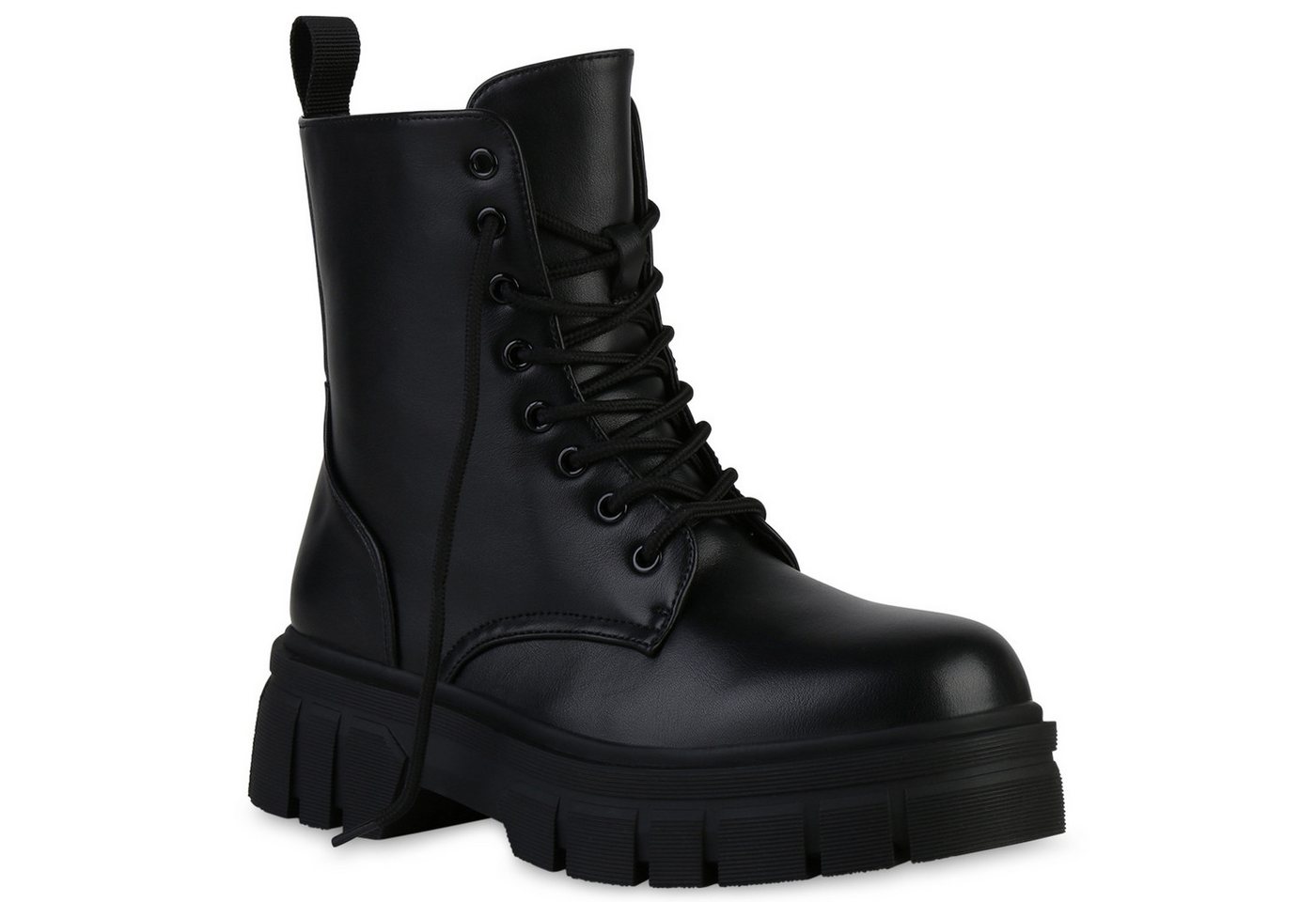 VAN HILL 839121 Plateaustiefelette Damen Stiefeletten Plateau Boots Stiefel Profil-Sohle