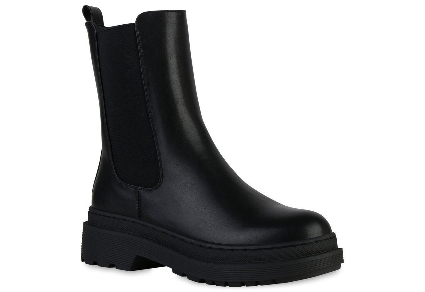 VAN HILL 839380 Plateaustiefelette Damen Leicht Gefütterte Plateau Boots Profil-Sohle
