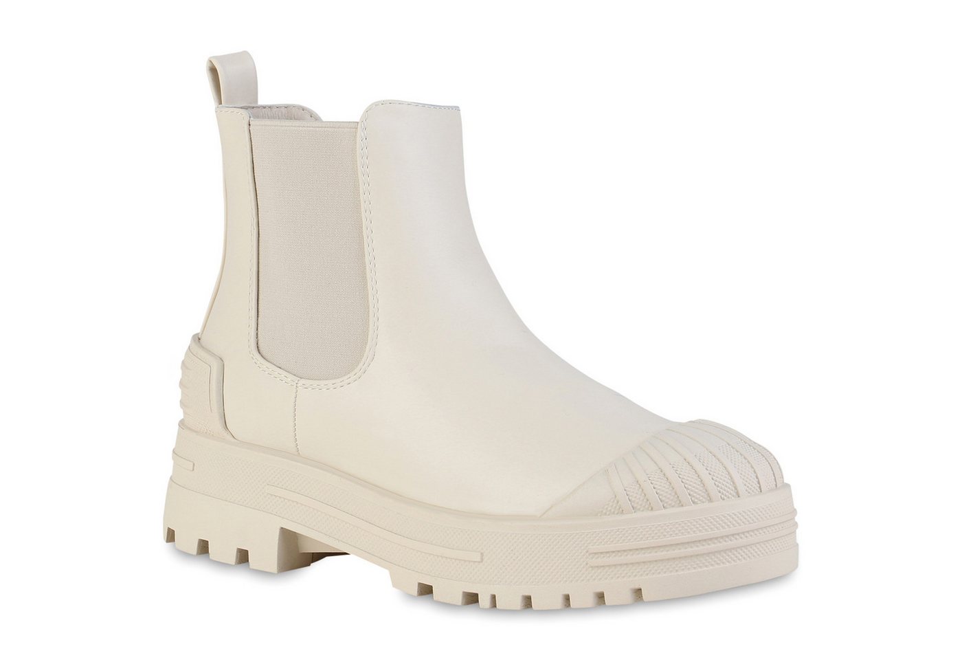 VAN HILL 839381 Chelseaboots Damen Stiefeletten Chelsea Boots Blockabsatz Profil-Sohle