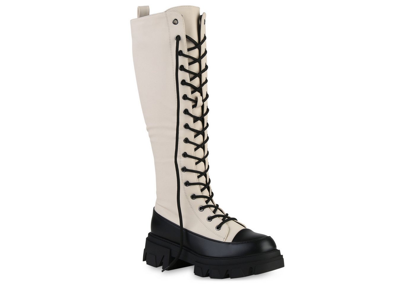 VAN HILL 839452 Plateaustiefel Damen Leicht Gefüttert Plateaustiefel Stiefel Profil-Sohle