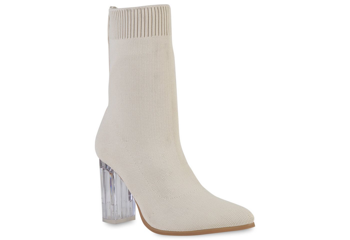 VAN HILL 839470 Schlupfboots Damen Schlupfstiefeletten Stiefeletten Stiefel Strick Stoff-