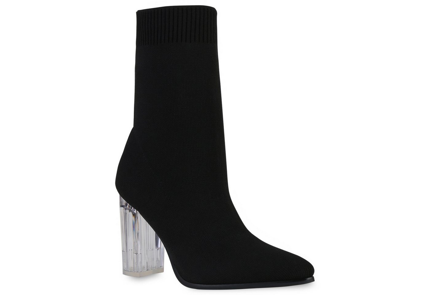 VAN HILL 839470 Schlupfboots Damen Schlupfstiefeletten Stiefeletten Stiefel Strick Stoff-