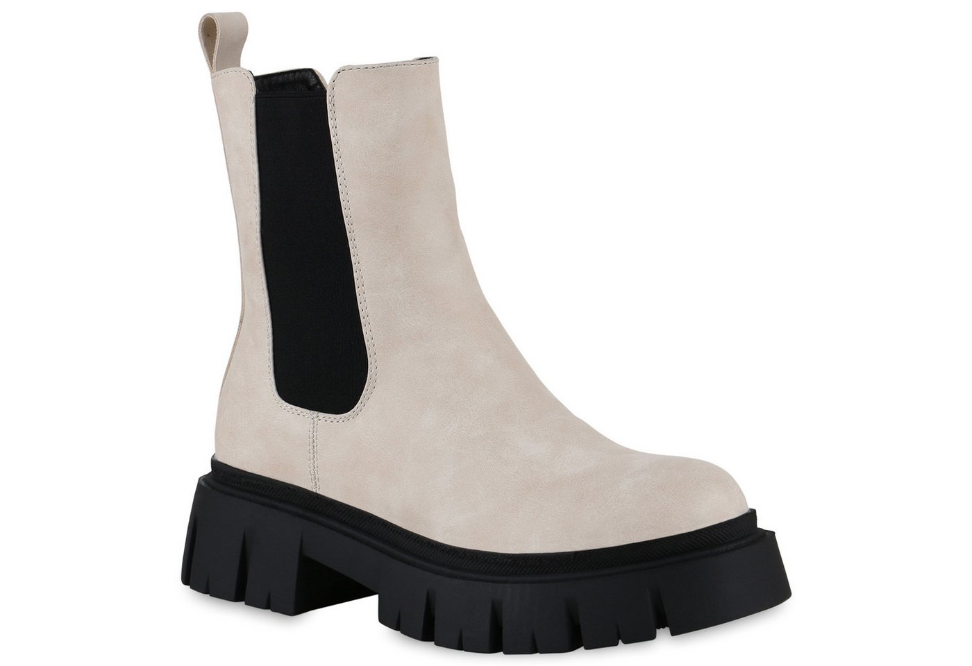 VAN HILL 839534 Plateaustiefelette Damen Plateau Boots Stiefeletten Profil-Sohle Stiefel