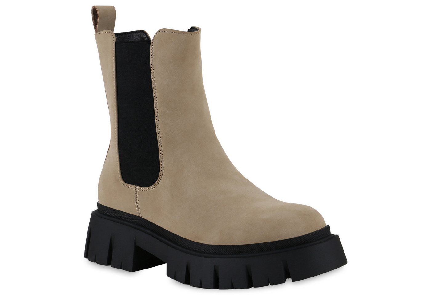 VAN HILL 839534 Plateaustiefelette Damen Plateau Boots Stiefeletten Profil-Sohle Stiefel