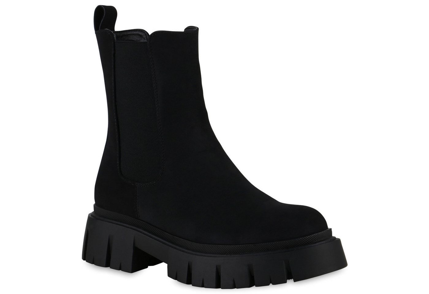 VAN HILL 839534 Plateaustiefelette Damen Plateau Boots Stiefeletten Profil-Sohle Stiefel