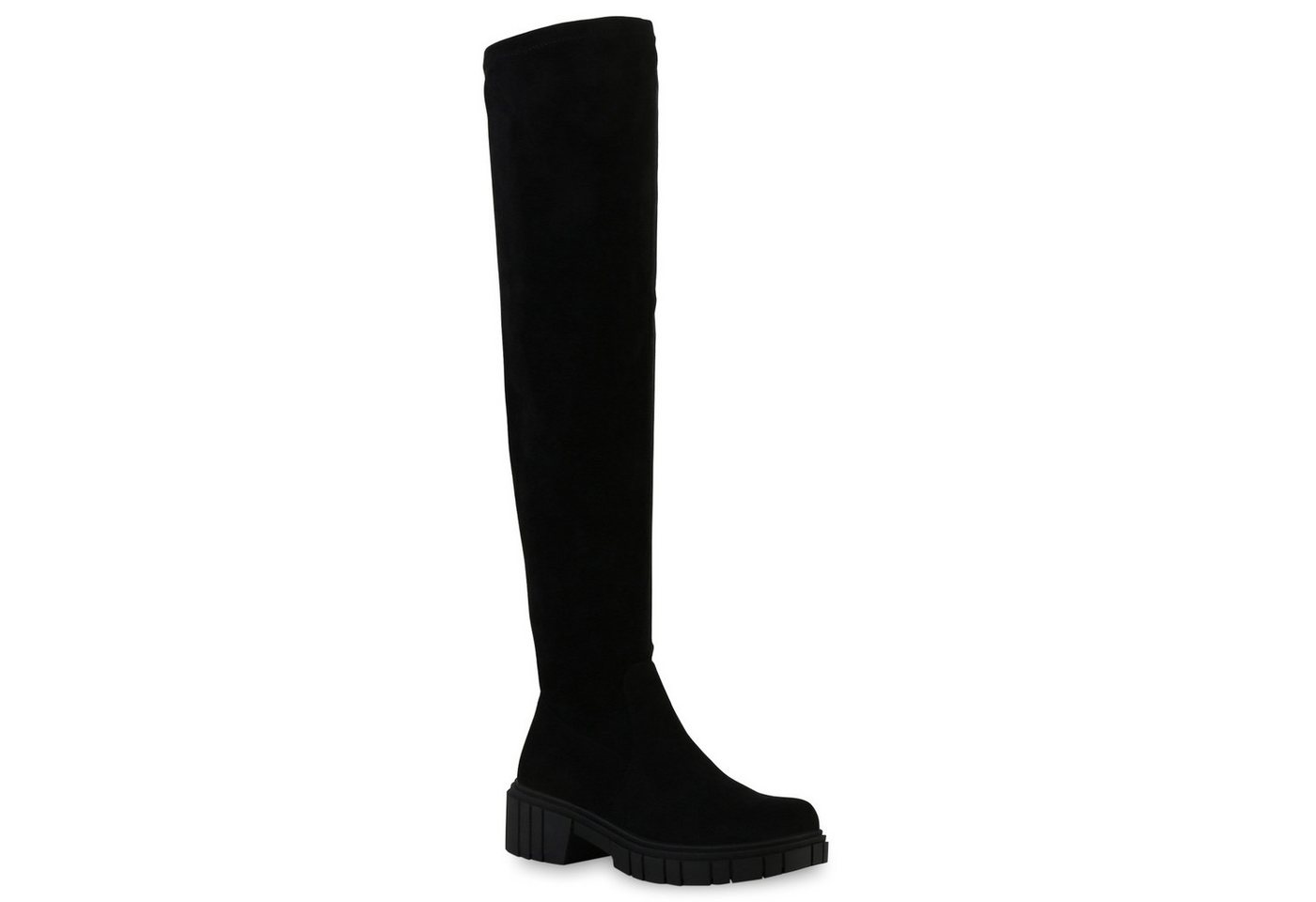 VAN HILL 839547 Overkneestiefel Damen Leicht Gefütterte Overknees Stiefel Profil-Sohle