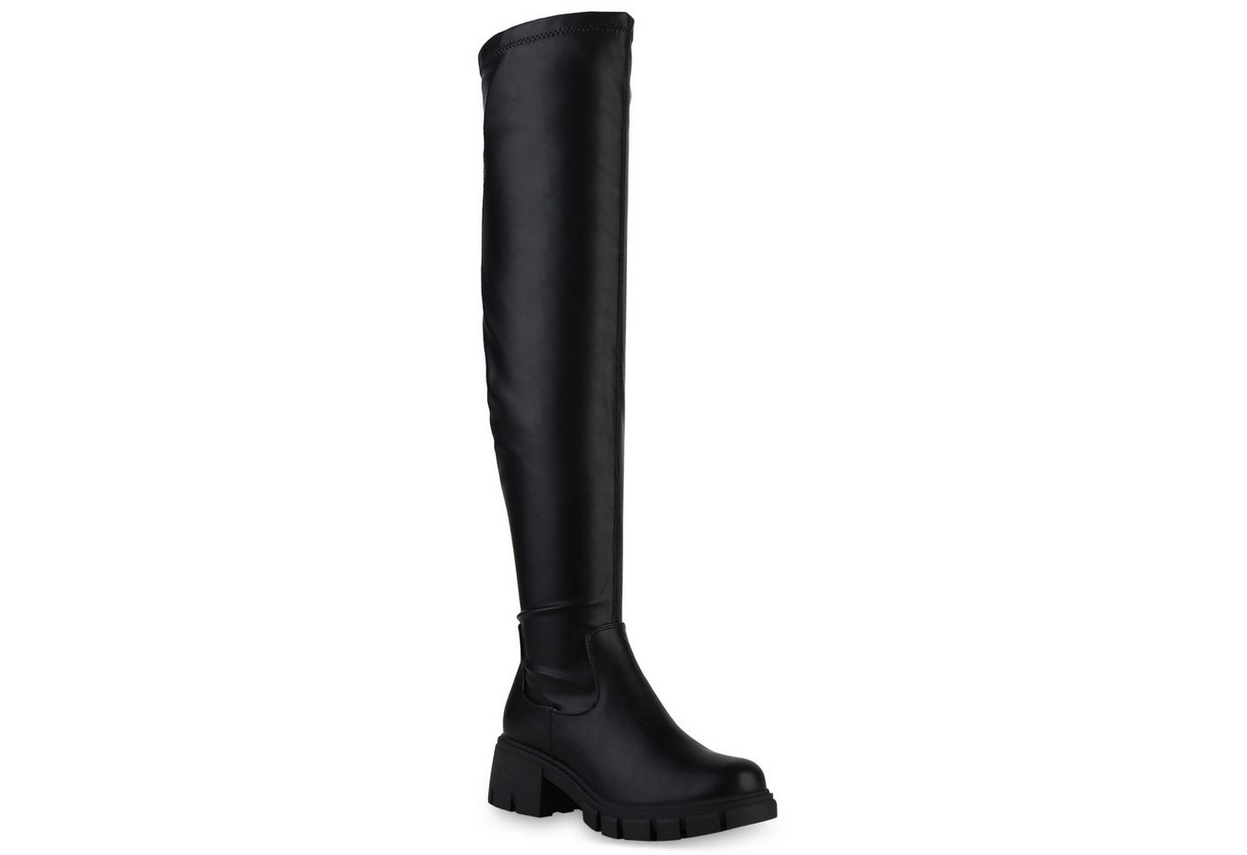 VAN HILL 839558 Overkneestiefel Damen Leicht Gefütterte Overknees Stiefel Profil-Sohle