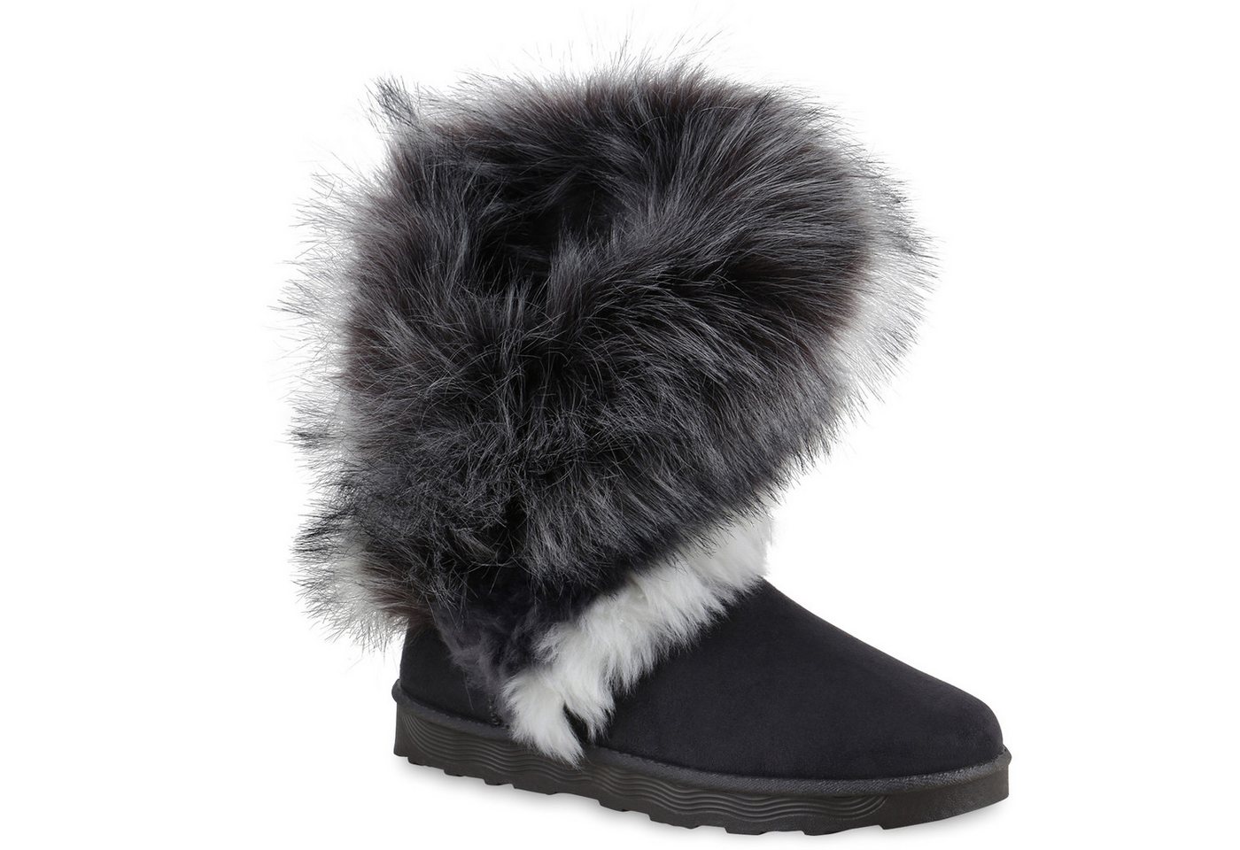 VAN HILL 839604 Winterstiefelette Damen Warm Gefüttert Winter Boots Stiefeletten Kunstfell