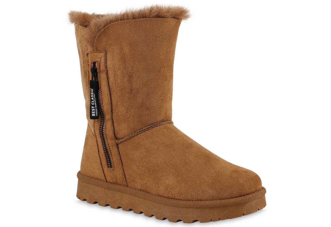 VAN HILL 839666 Winterstiefelette Damen Warm Gefütterte Winter Boots Stiefeletten Kunstfell