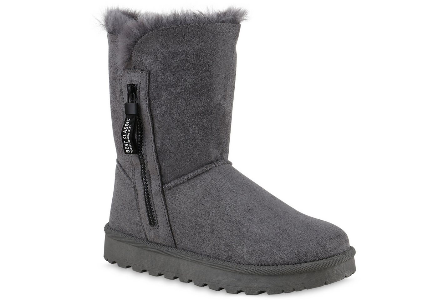 VAN HILL 839666 Winterstiefelette Damen Warm Gefütterte Winter Boots Stiefeletten Kunstfell